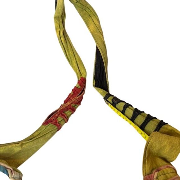 Colorful Boho Hippie Shoulder Bag With Peace Symbol & Patchwork Design - Picture 4 of 6